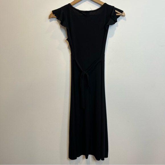 Closet Vintage Y2K Flutter Sleeve V-Neck Midi Dress with tie waist black - Picture 7 of 7